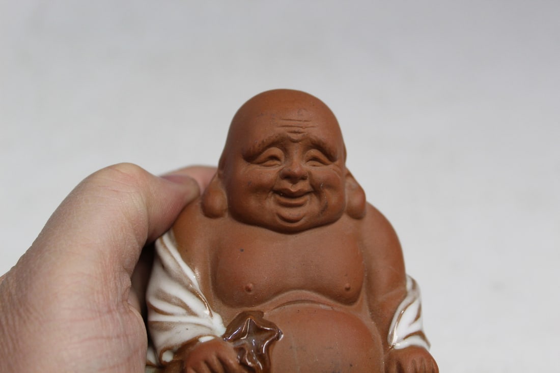 Pottery Laughing Buddha Statue - 5