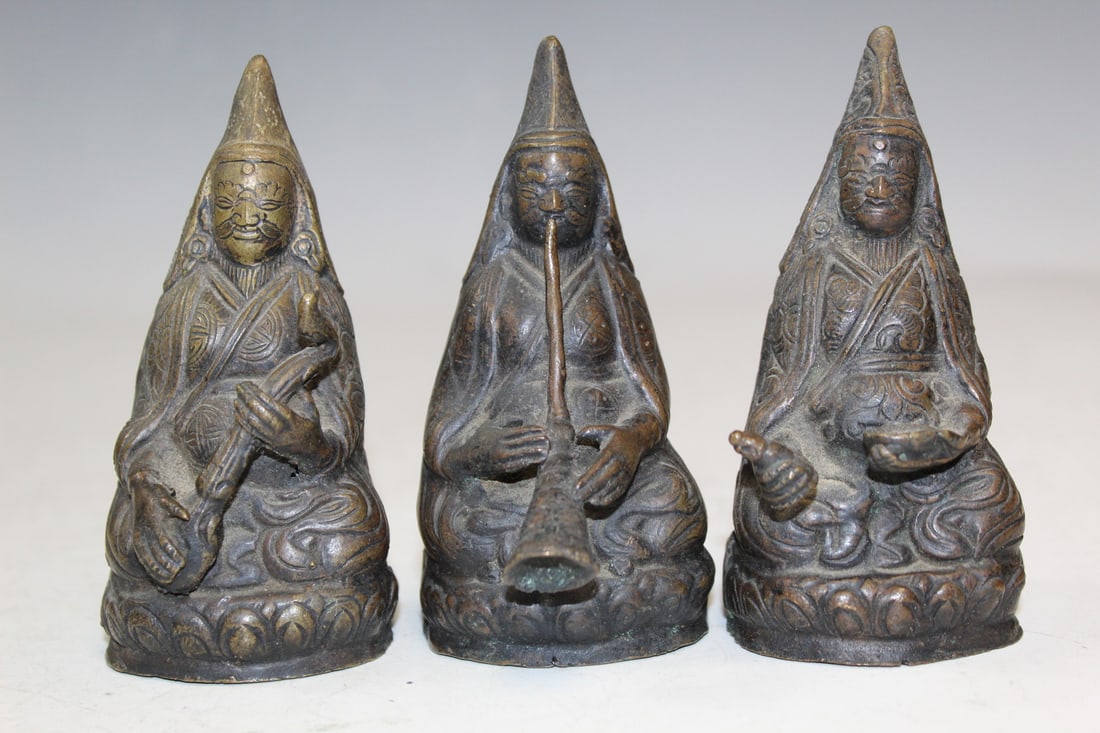 Three Tibetan Bronze Musician Statues (1 of 6)