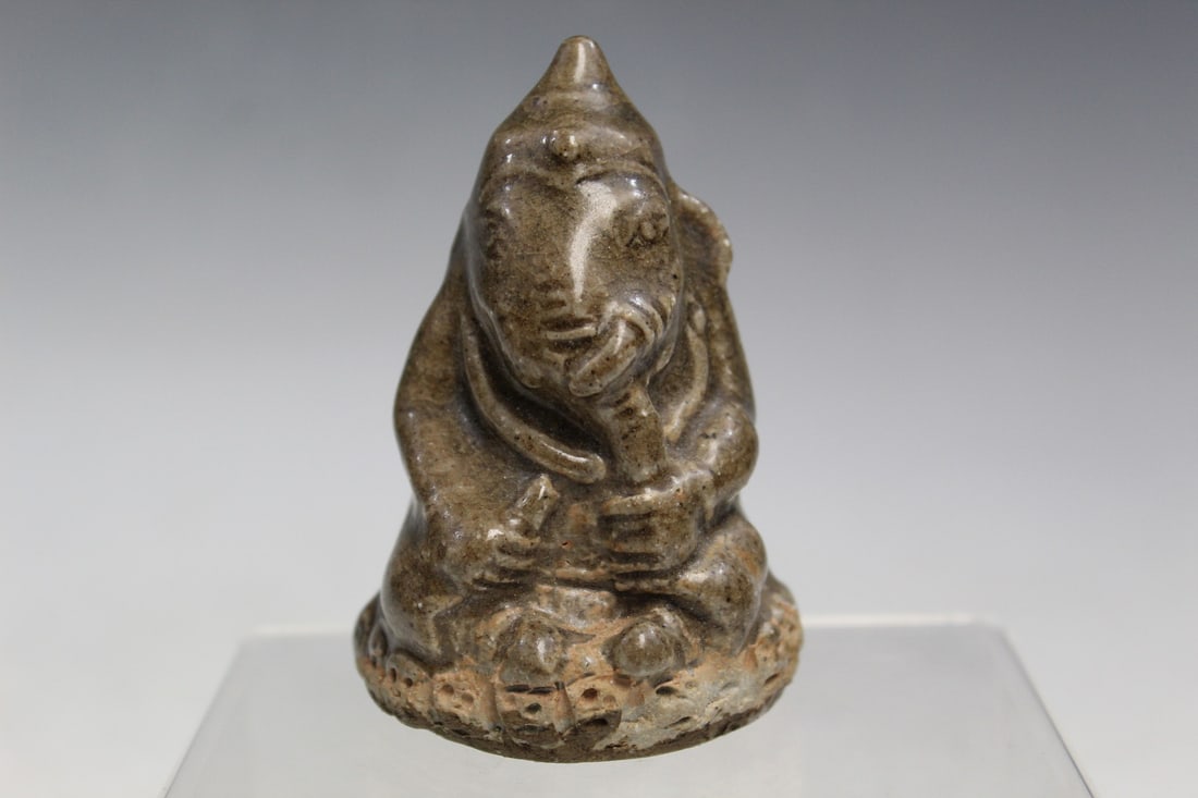 Indian Pottery Figurine of Ganesha: Indian Pottery Figurine of Ganesha. H 8 cm