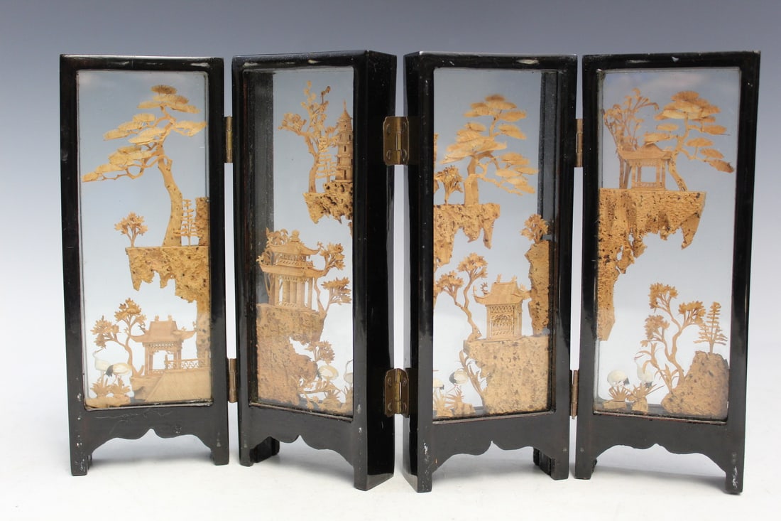 Chinese Carved Cork Table Screen (1 of 6)