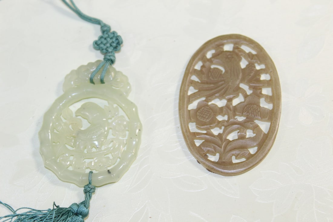 Two Carved Jade Pendants - 2