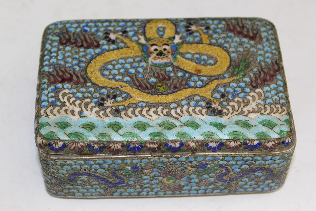 Chinese Cloisonne Box with Dragon Decoration (1 of 6)