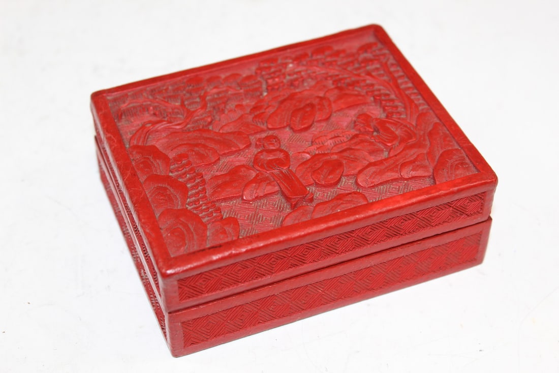 Chinese Cinnabar Box: Chinese Cinnabar Box. 11.5x9x4 cm.