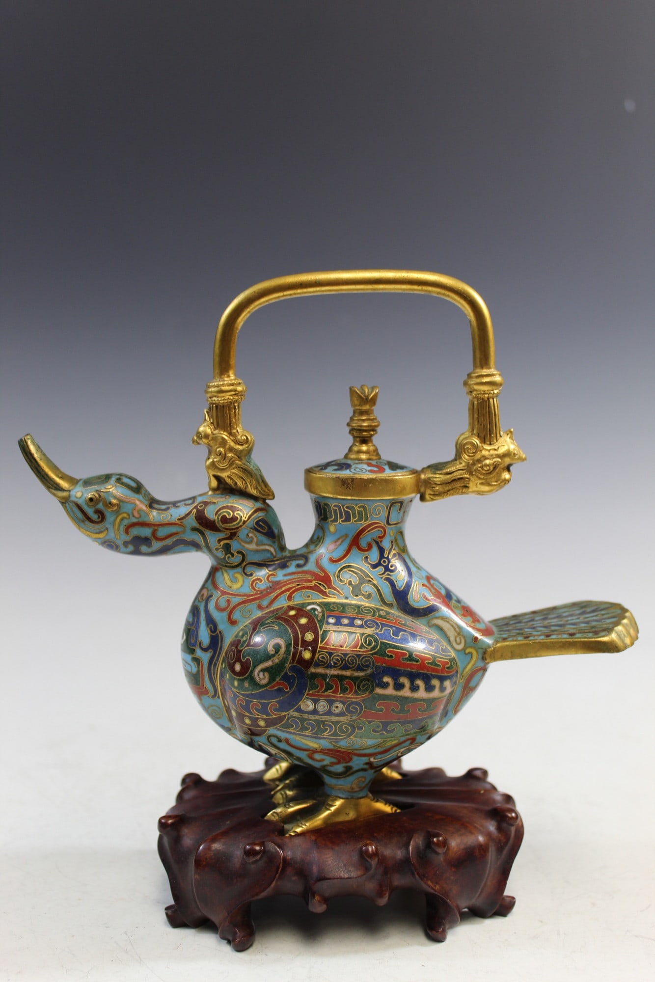 Chinese Cloisonne Duck-shaped Teapot (1 of 12)