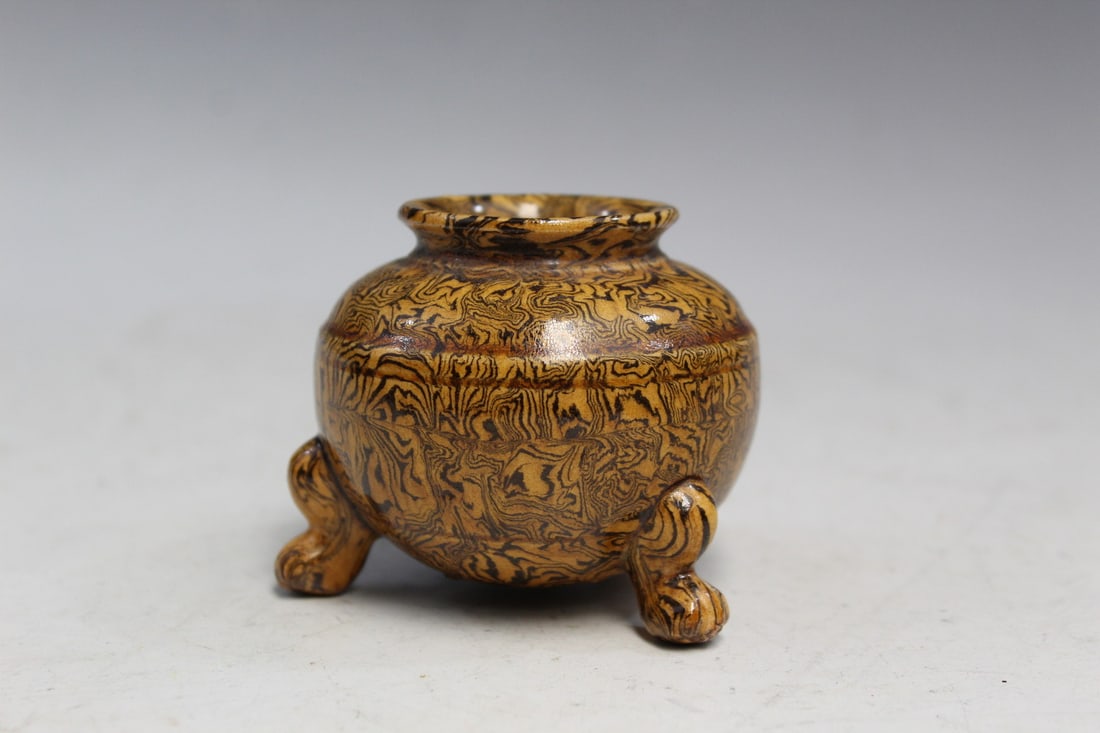 Chinese Amber-glazed Marbled Pottery Jarlet (1 of 6)