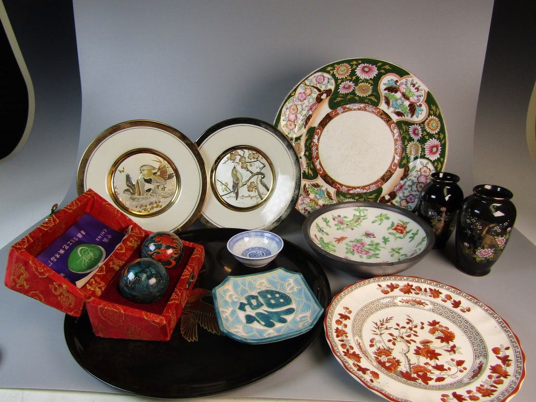 Decorative Dishes and Vases: Decorative Dishes and Vases. Largest Diam 10".