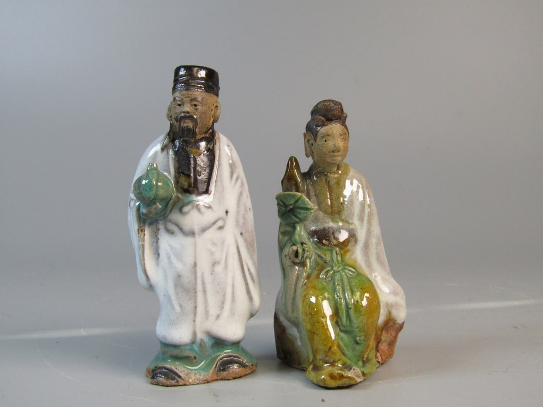 Two Chinese Mud Men.: Two Chinese Mud Men. . H 3.5'