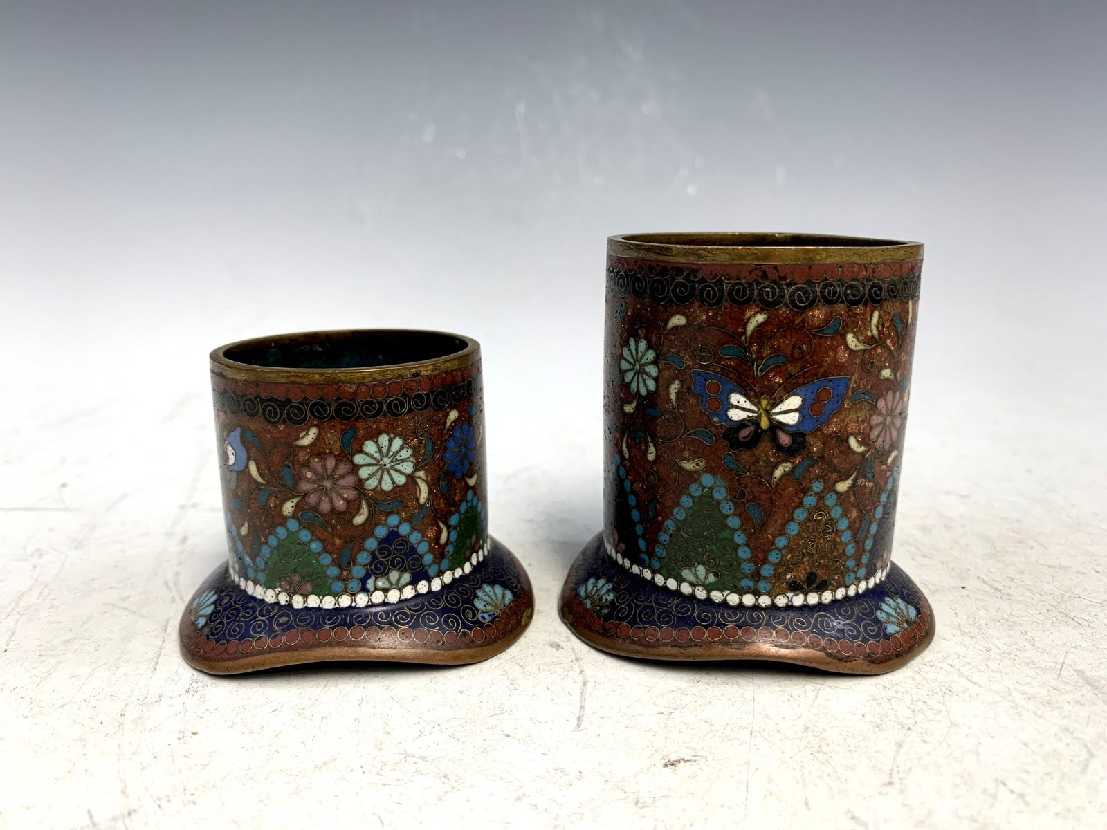 Two Japanese cloisonne vases. (1 of 6)