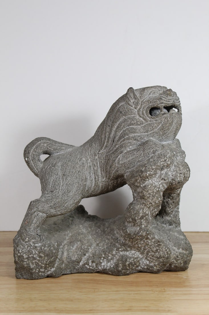 Chinese Carved Stone Foo Dog Statue (1 of 9)
