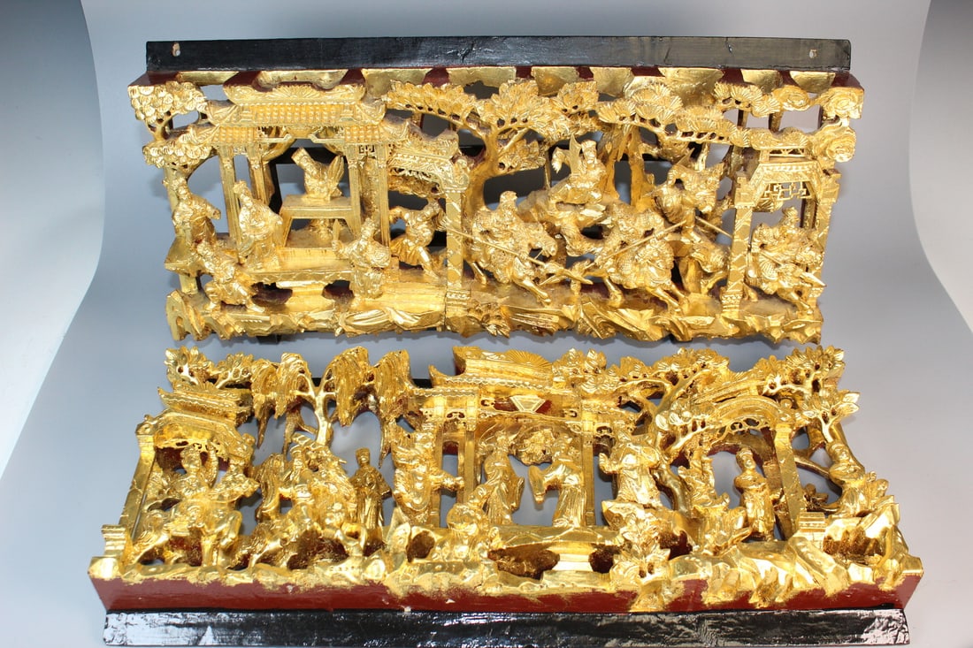 Pair of Chinese Carved Gilt Wood Panels (1 of 8)