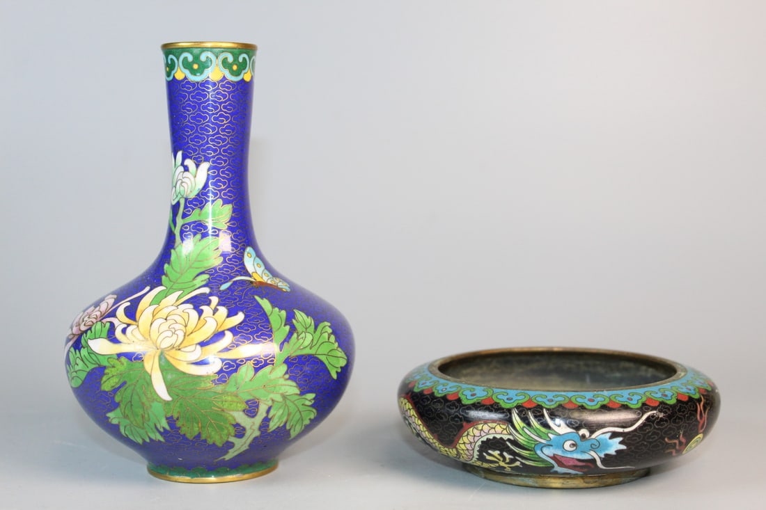 Chinese Cloisonne Vase and Brush Washer (1 of 7)