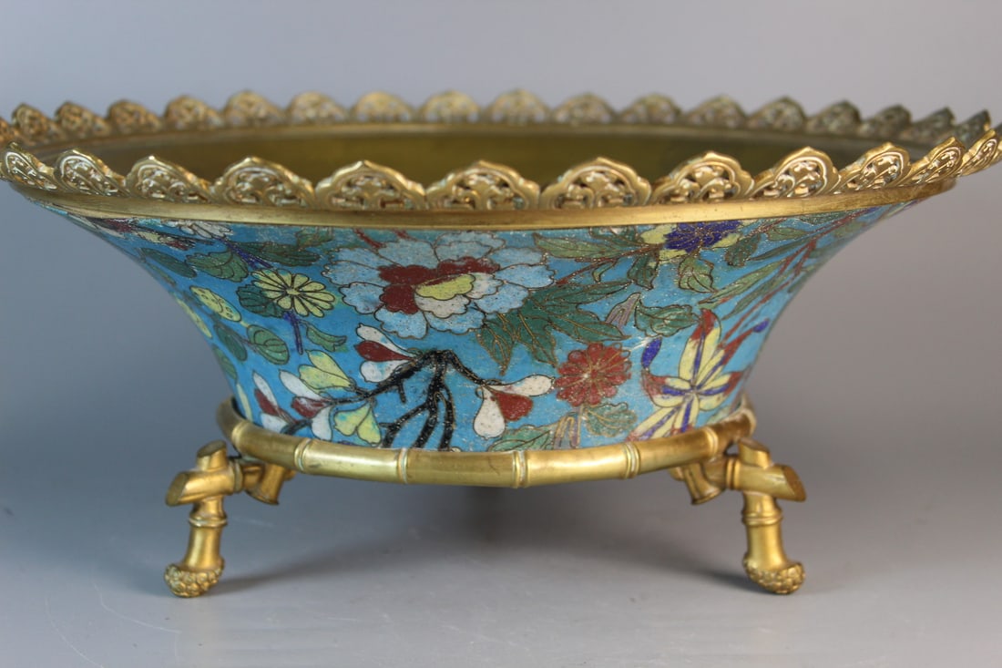 Antique Chinese Cloisonne Center Bowl (1 of 7)