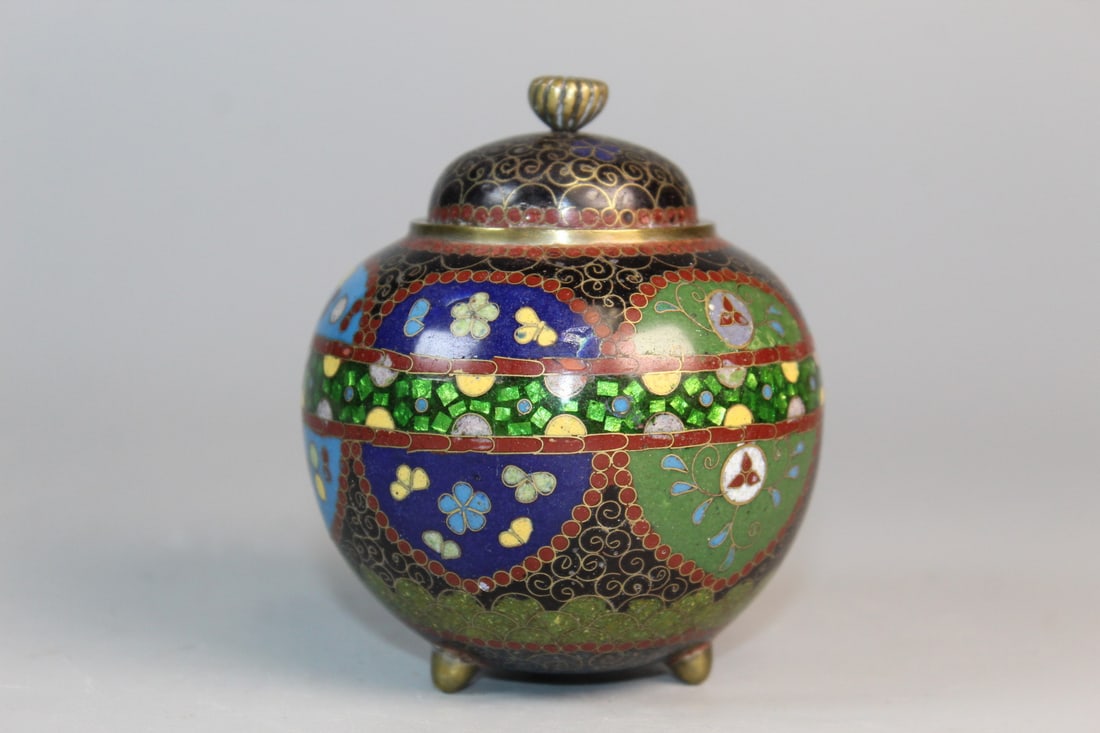 Japanese Cloisonne Incense Burner: Japanese Cloisonne Incense Burner. Diam 3". H 3.5".