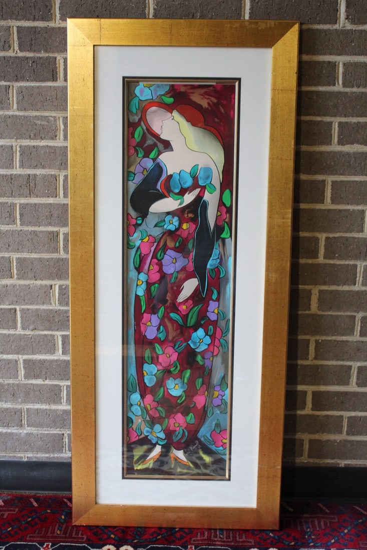 Isabella M, Linda Le Kinff (French b. 1949).: Isabella M, Linda Le Kinff (French b. 1949). . Color serigraph on paper. 37x9.5". frame 48x20".