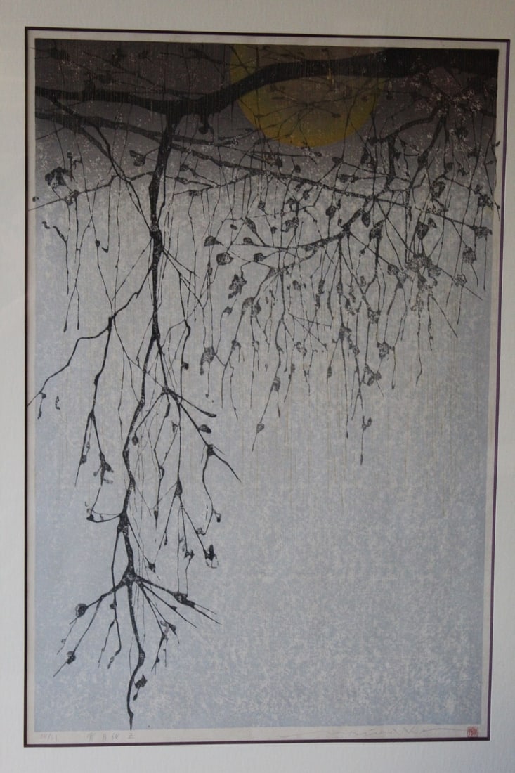 Moonlit Evening, by Miwako, Japanese Woodblock Print (1 of 8)