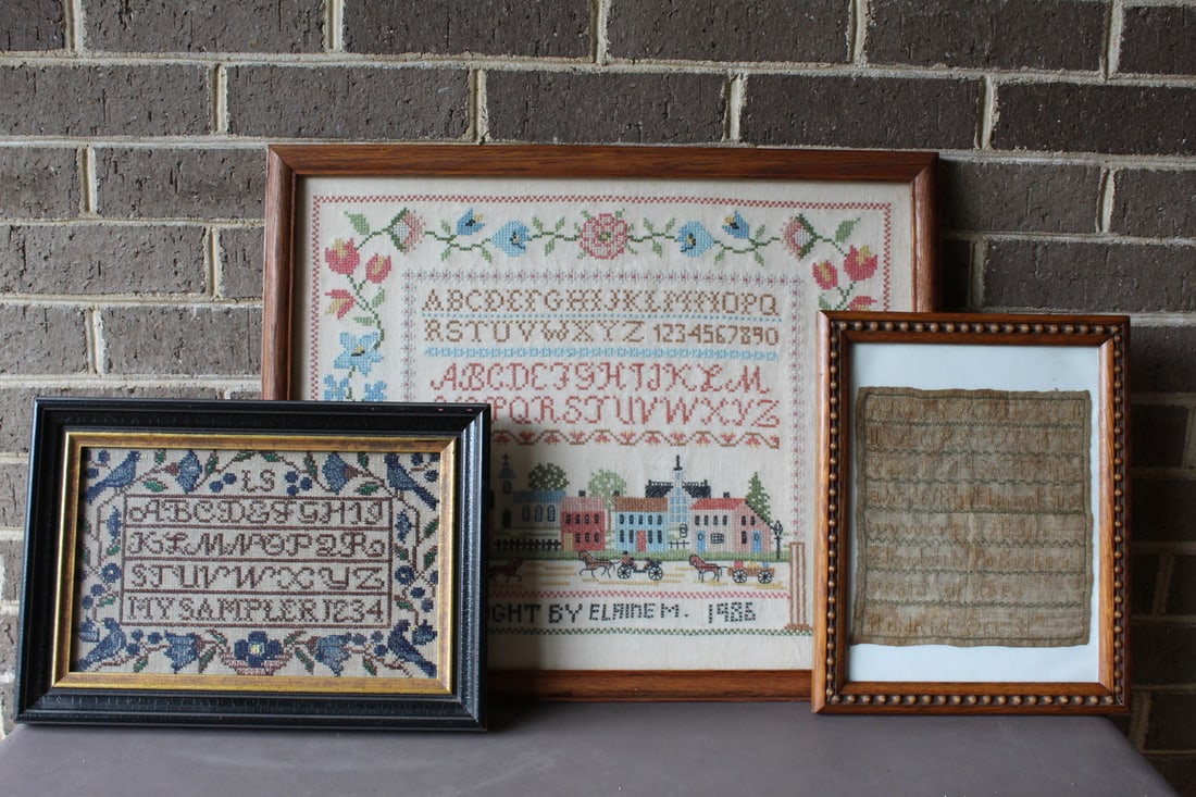 Three Antique Needlework Samplers. (1 of 7)