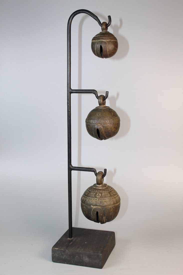 A Set of Three Burmese Bronze Elephant Bells (1 of 8)