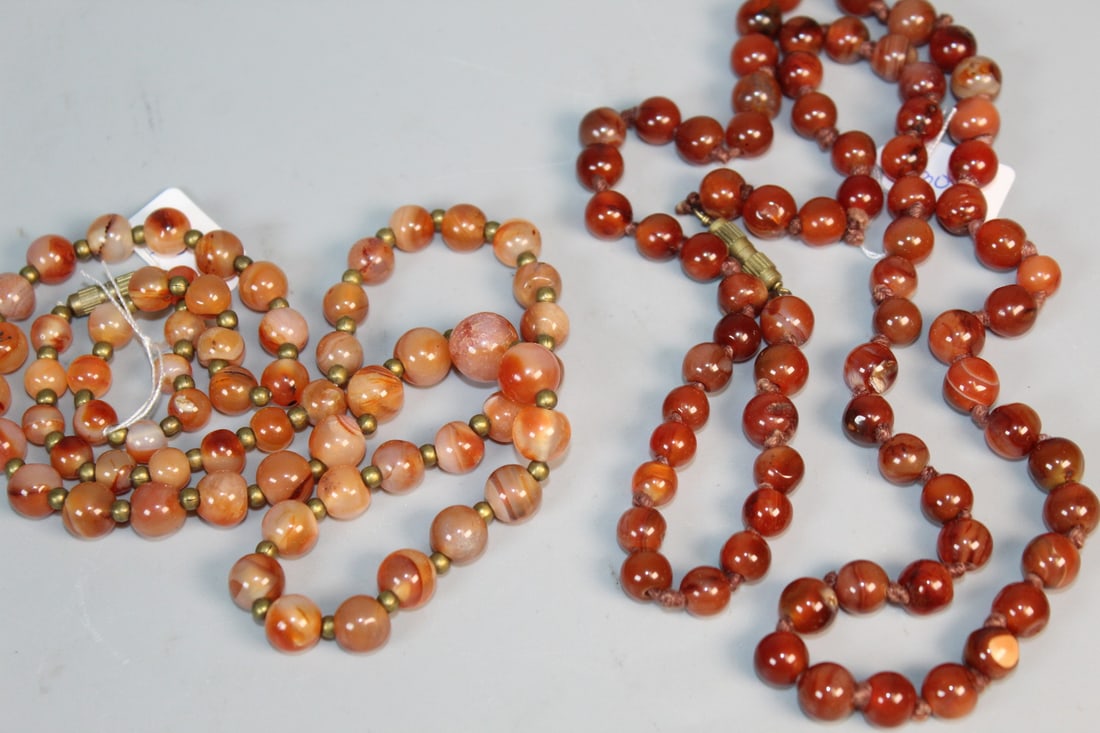 Two Red Agate Beads Necklaces (1 of 4)