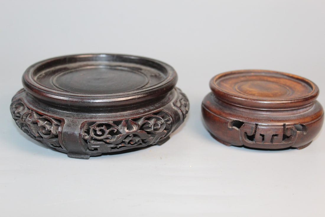 Two Chinese Carved Wood Stands (1 of 6)