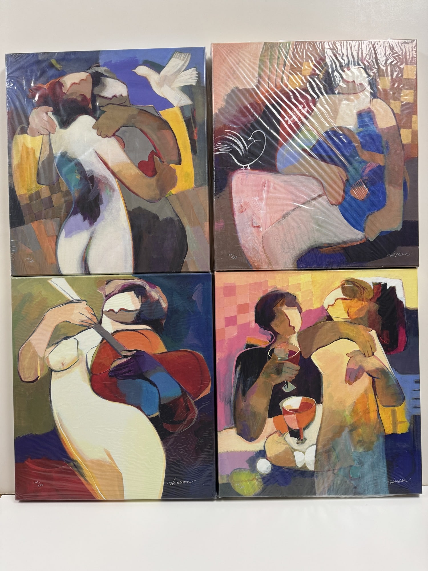 Hessam "Expressions of Love" suite of four signed limited edition giclee on canvases: Hessam "Expressions of Love" suite of four signed limited edition giclee on canvases. Unframed size 18" x 20" , Brand new straight out of the box, box will be heavy