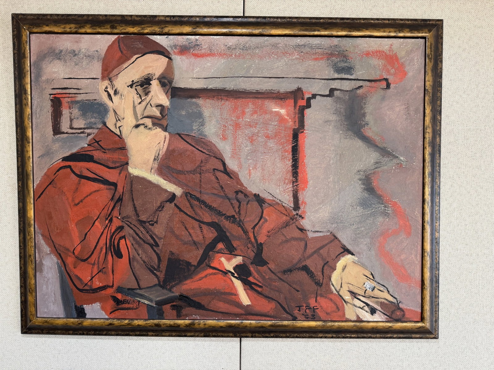 Original painting of pope or cardinal: Original painting of pope or cardinal. 24.75" x 32.75"