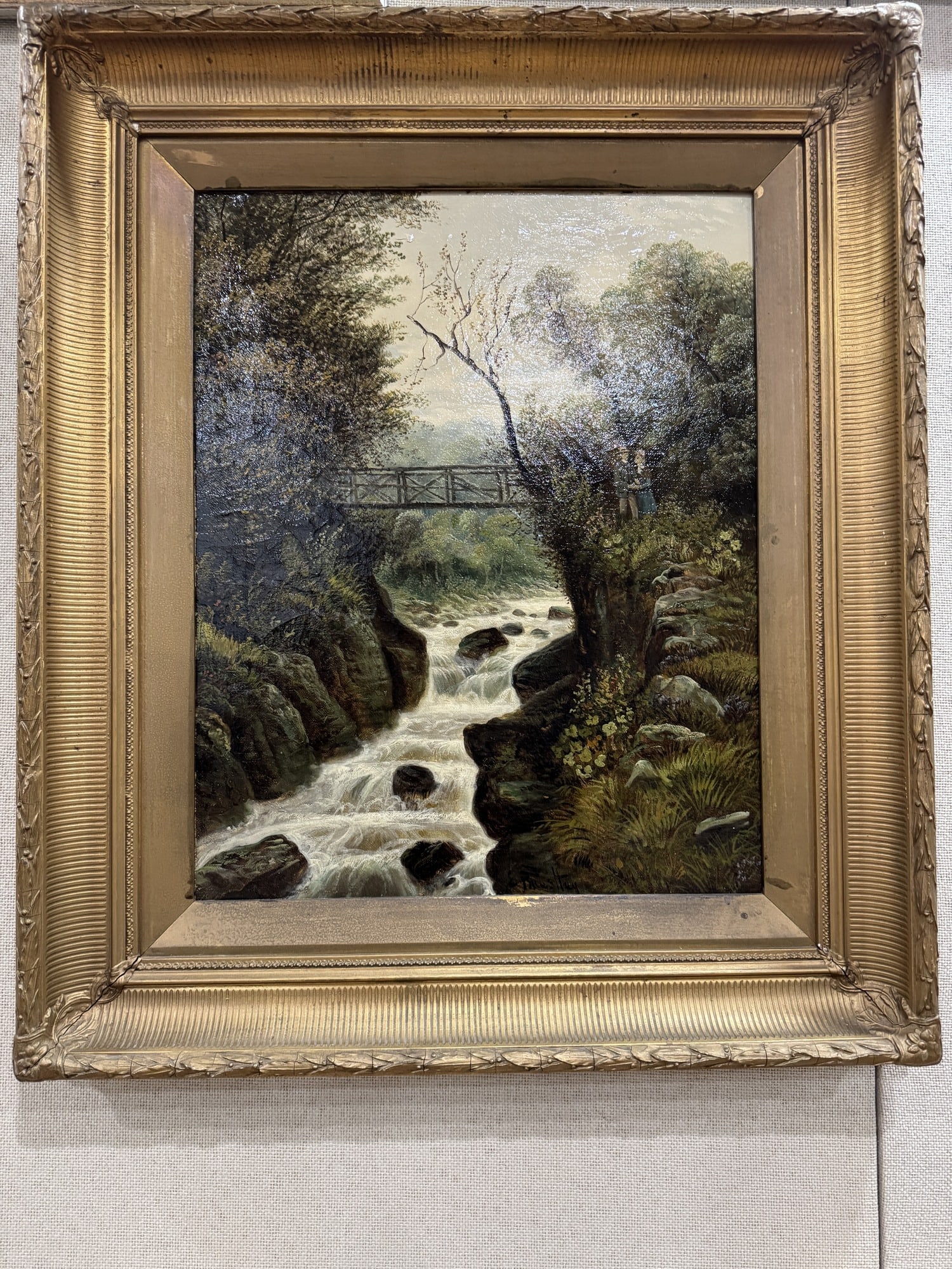 Thornton Force Ingleton Yorkshite painting by Priestley: Thornton Force Ingleton Yorkshite painting by Priestley. Framed size 24" x 28"