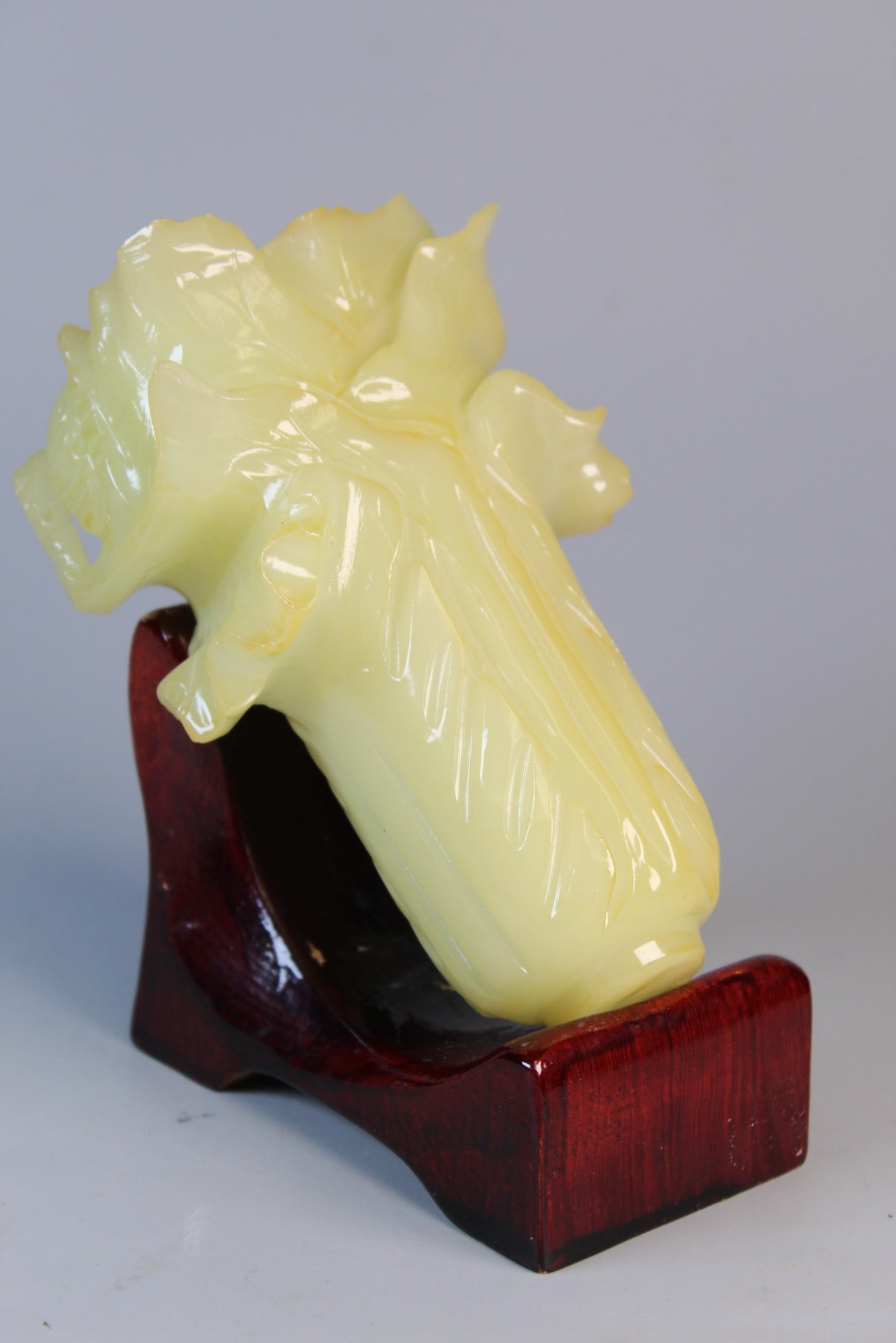 Chinese Carved Cabbage on Wood Stand (1 of 7)