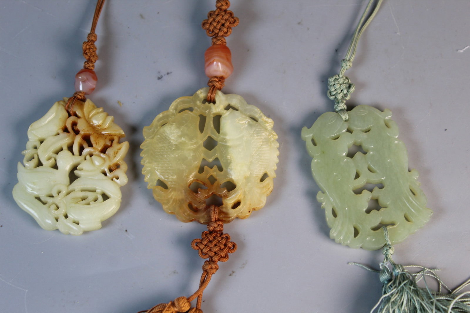 Three Chinese Carved Jade Pendants (1 of 10)