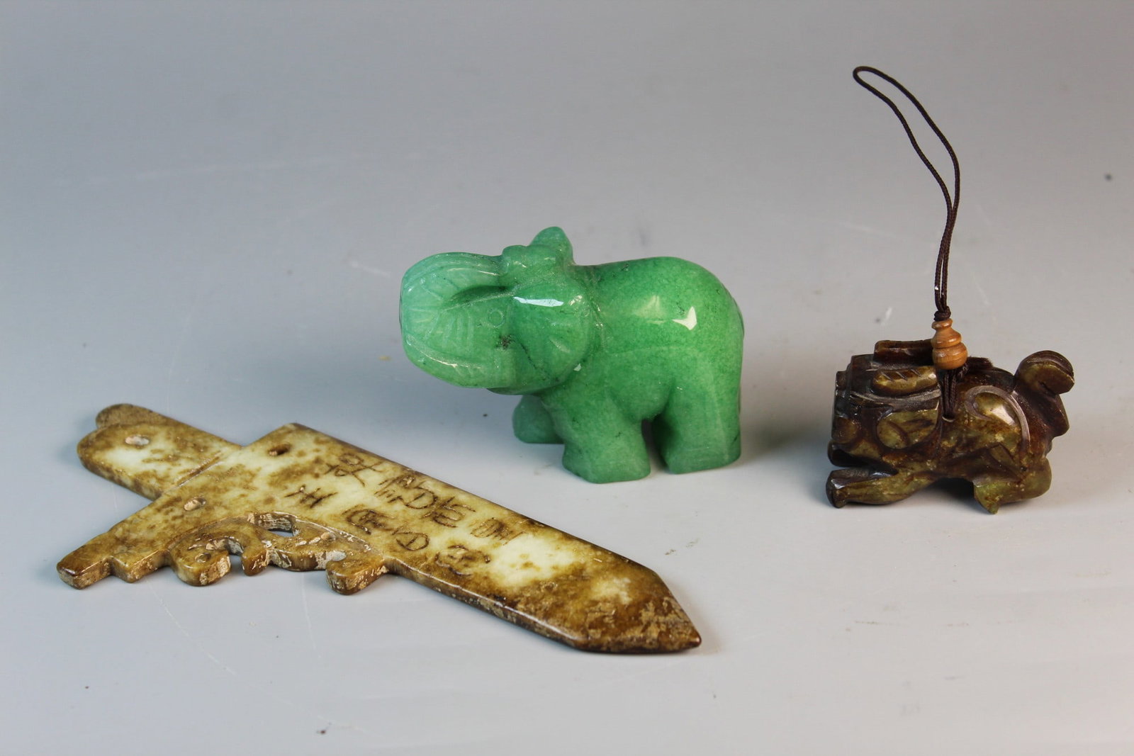 Three Chinese Stone/Jade Carvings (1 of 9)