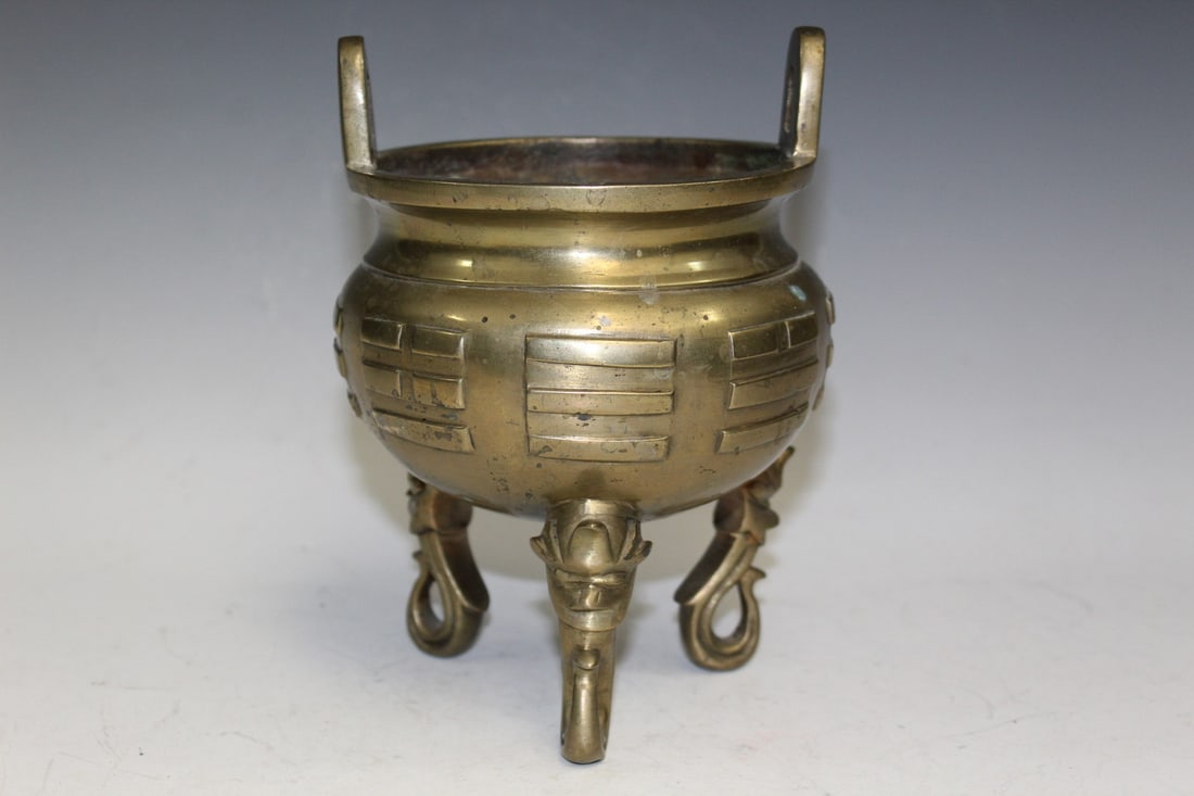 Chinese Bronze Incense Burner: Chinese Bronze Incense Burner. H 7.25", Diam 5".