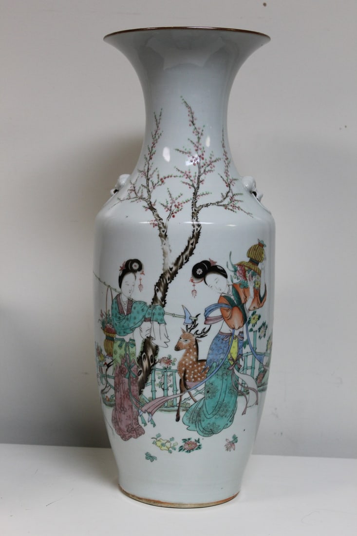 Chinese Famille Rose Porcelain Tall Vase (1 of 8)