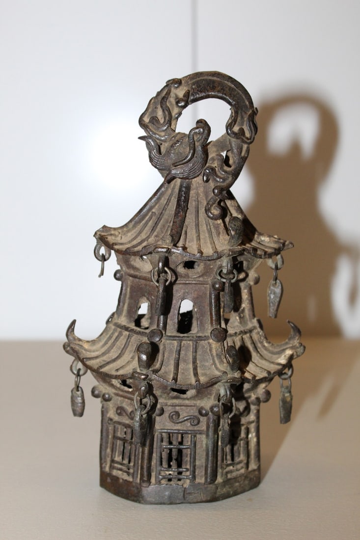 Chinese Bronze Pagoda: Chinese Bronze Pagoda. H 6.5".