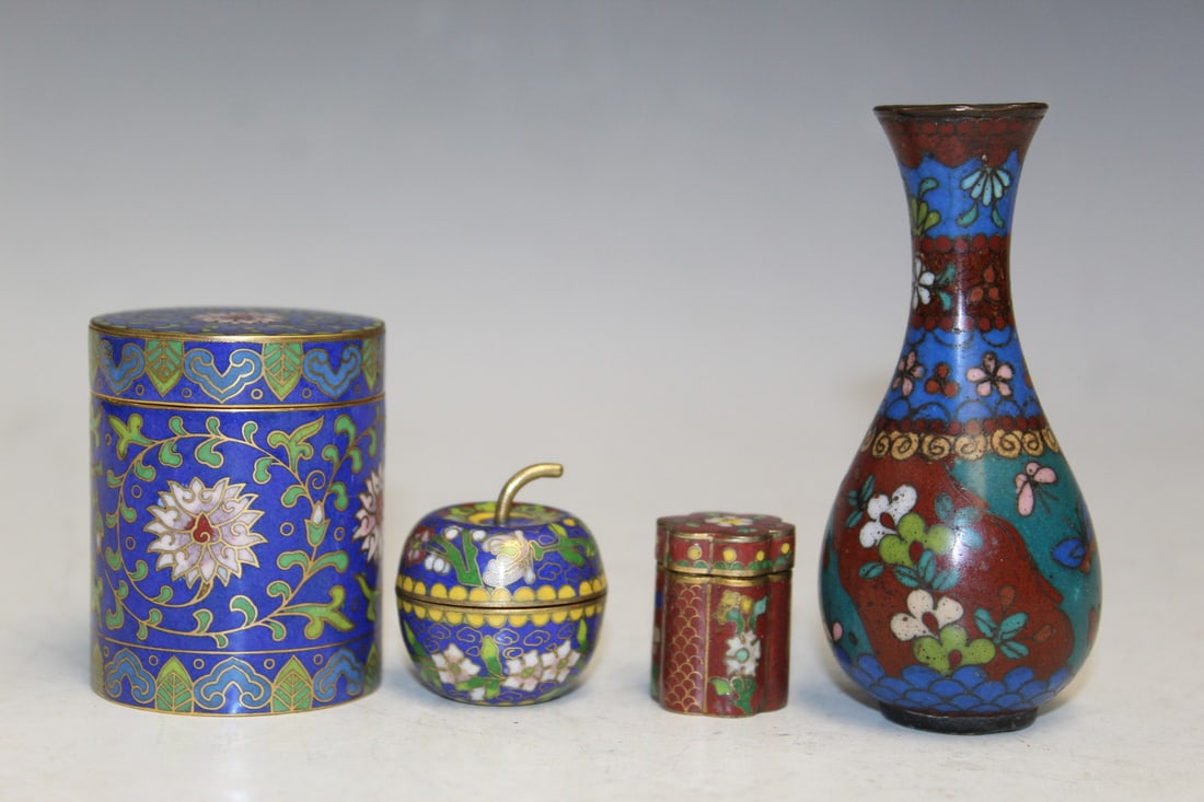 Four Chinese Cloisonne Miniature Items (1 of 5)
