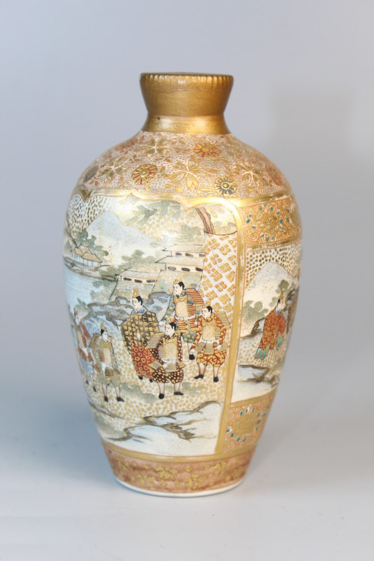 Japanese Satsuma Vase: Japanese Satsuma Vase. H 4.75". As Is. Marked.