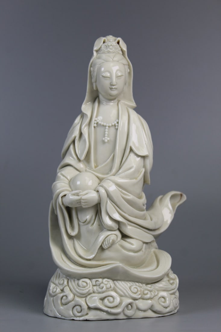 Chinese Blanc de Chine Porcelain Guanyin Statue (1 of 9)