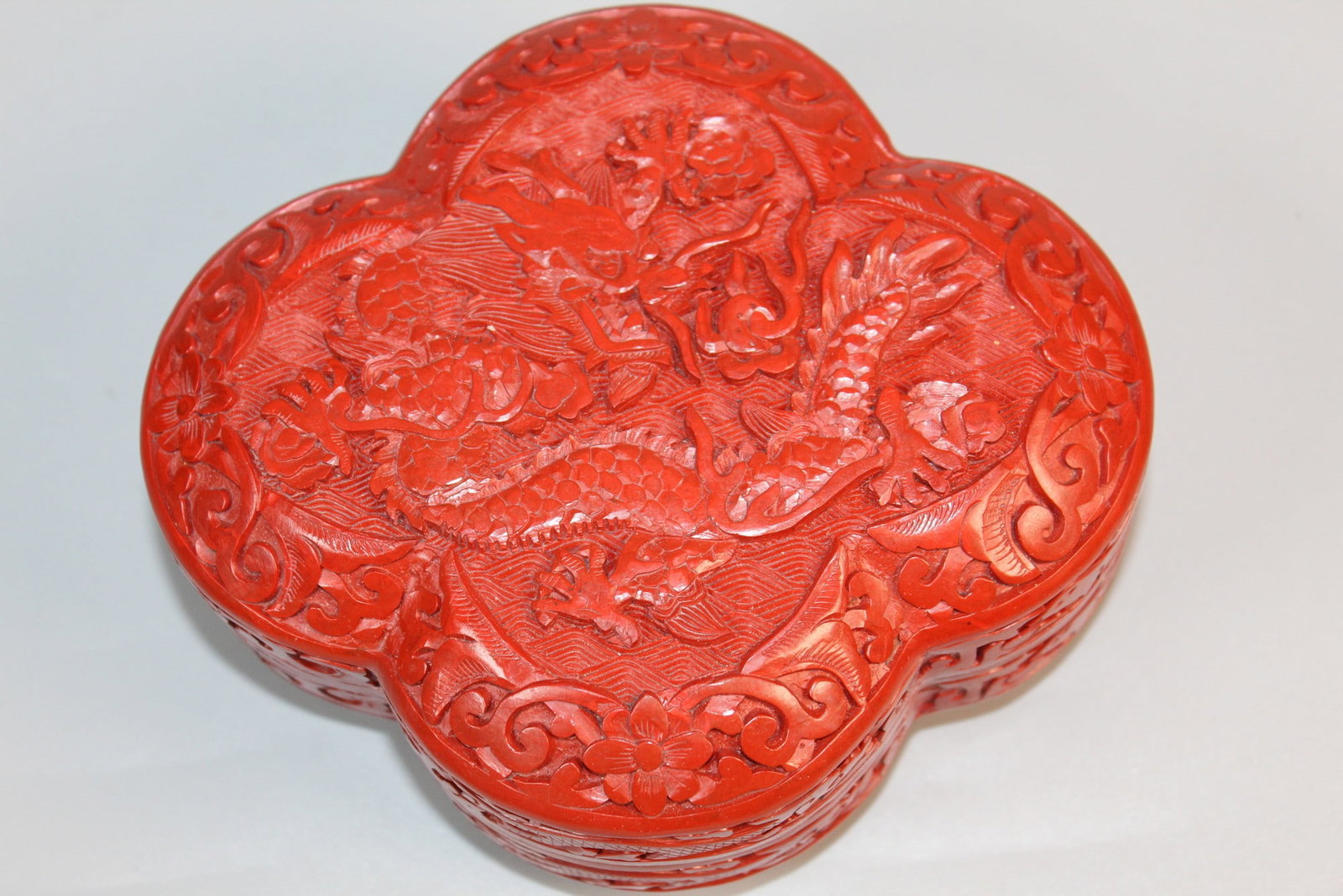 Chinese Carved Cinnabar Dragon Box (1 of 5)