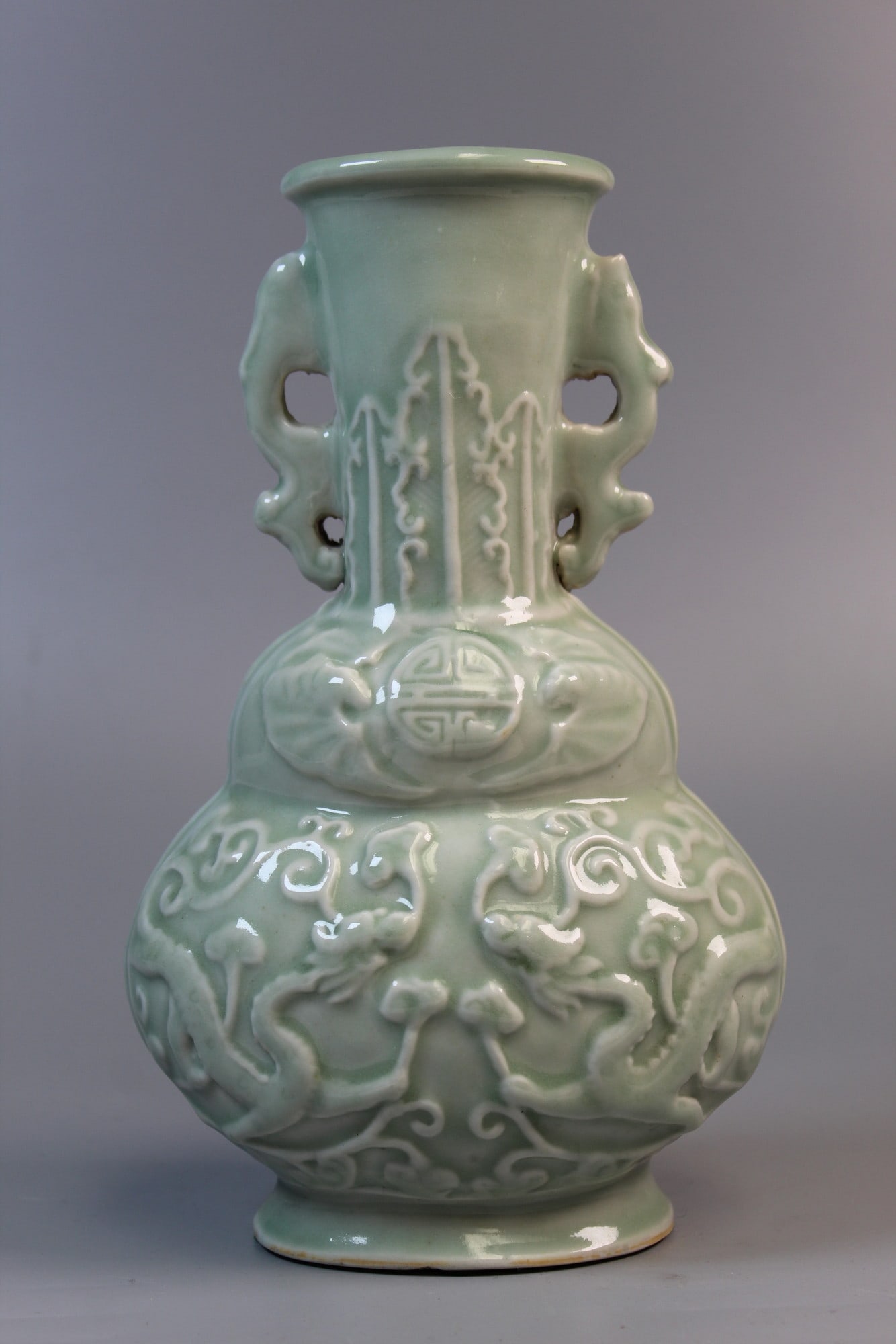 Chinese Celadon Porcelain Dragon Vase (1 of 9)