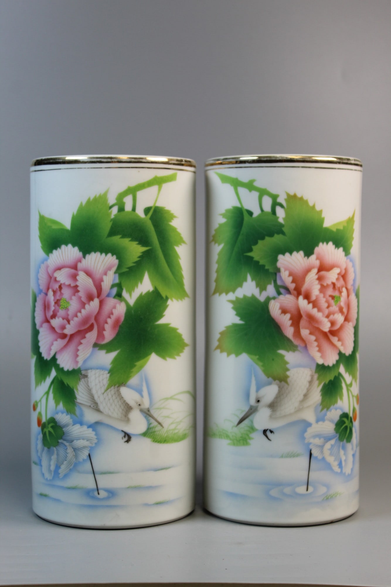 Pair of Chinese Famille Rose Hat Vases (1 of 8)