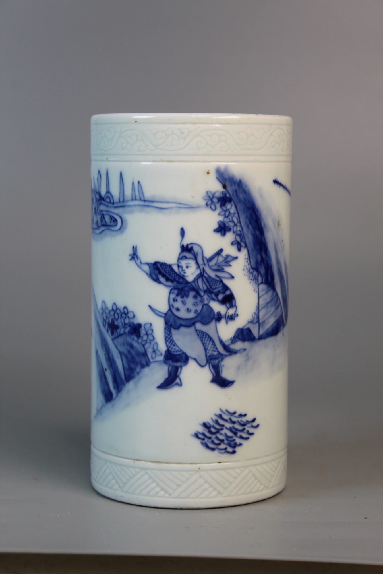 Chinese Blue and White Porcelain Brush Pot (1 of 7)