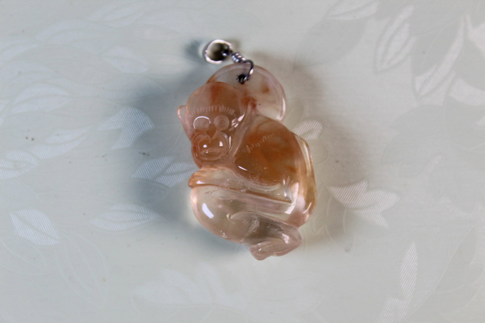 Chinese Carved Crystal Pendant of a Monkey (1 of 5)