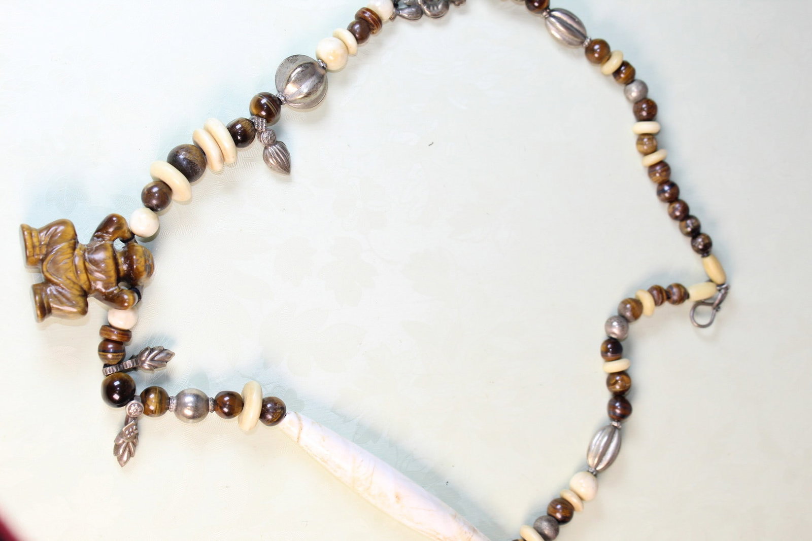 Tiger Eye and Chinese Silver Beads Necklace (1 of 6)