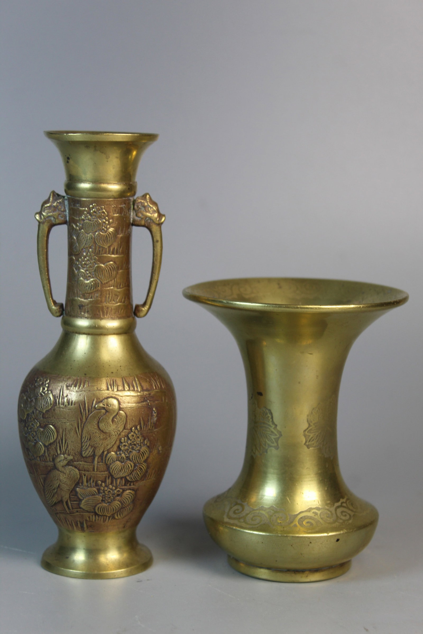Two Japanese Brass Vases (1 of 10)