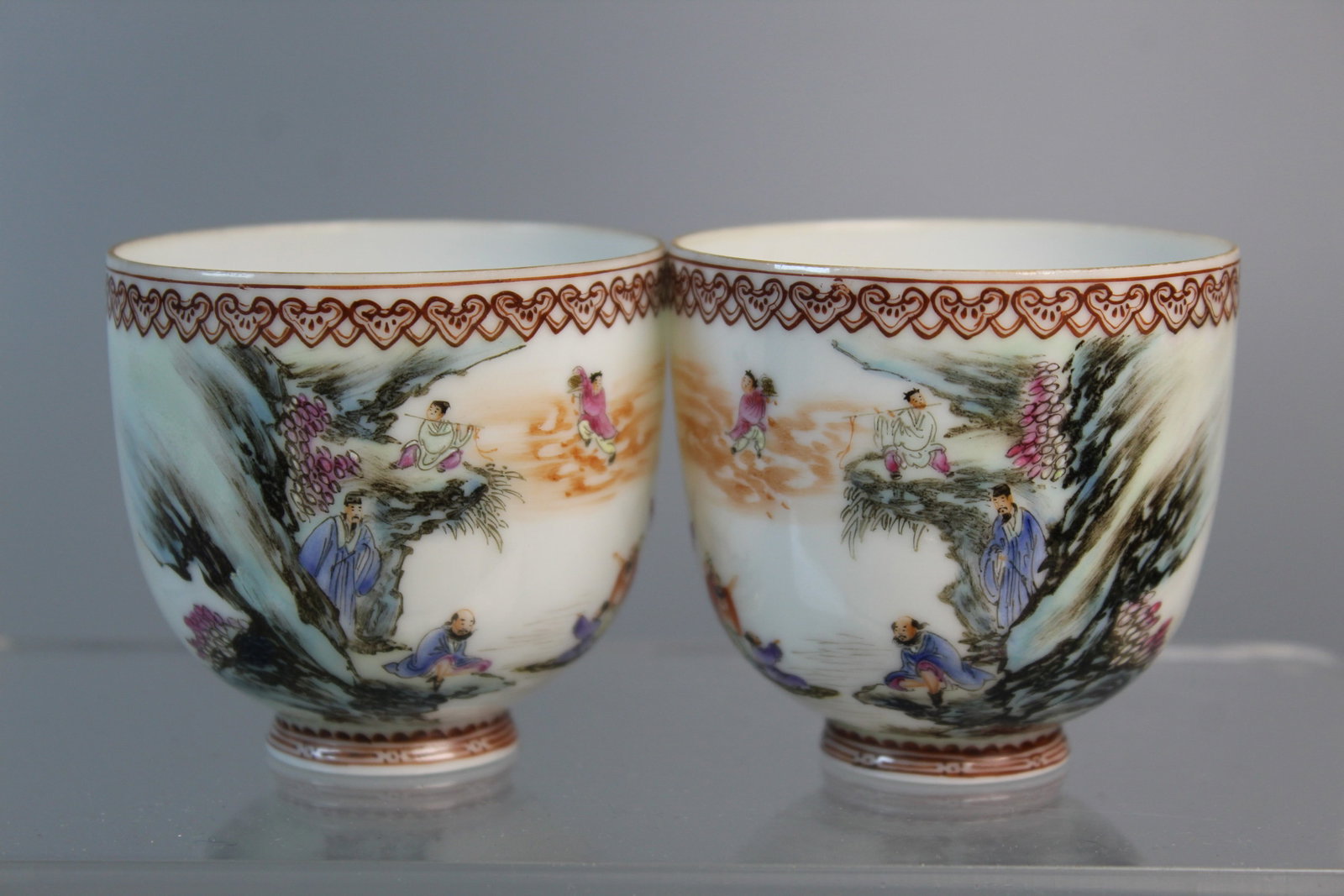 A Pair of Chinese Famille Rose Egg-shell Porcelain Cups (1 of 7)