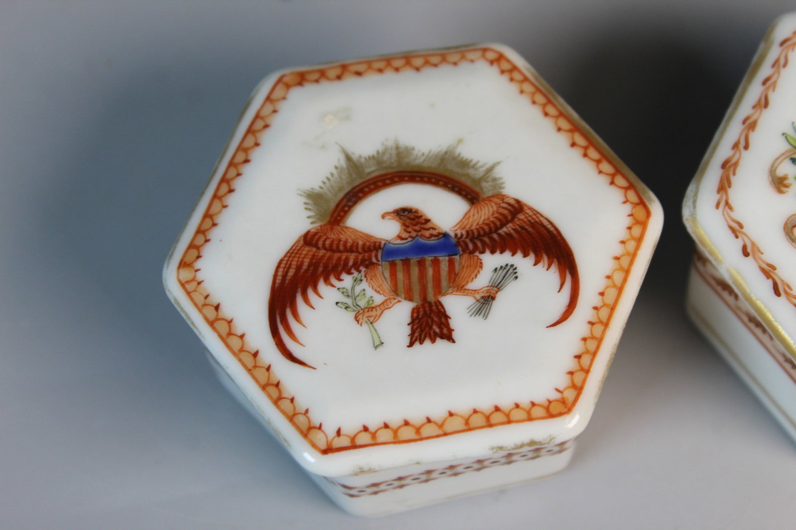 Two Chinese Export Armorial Trinket Boxes - 2