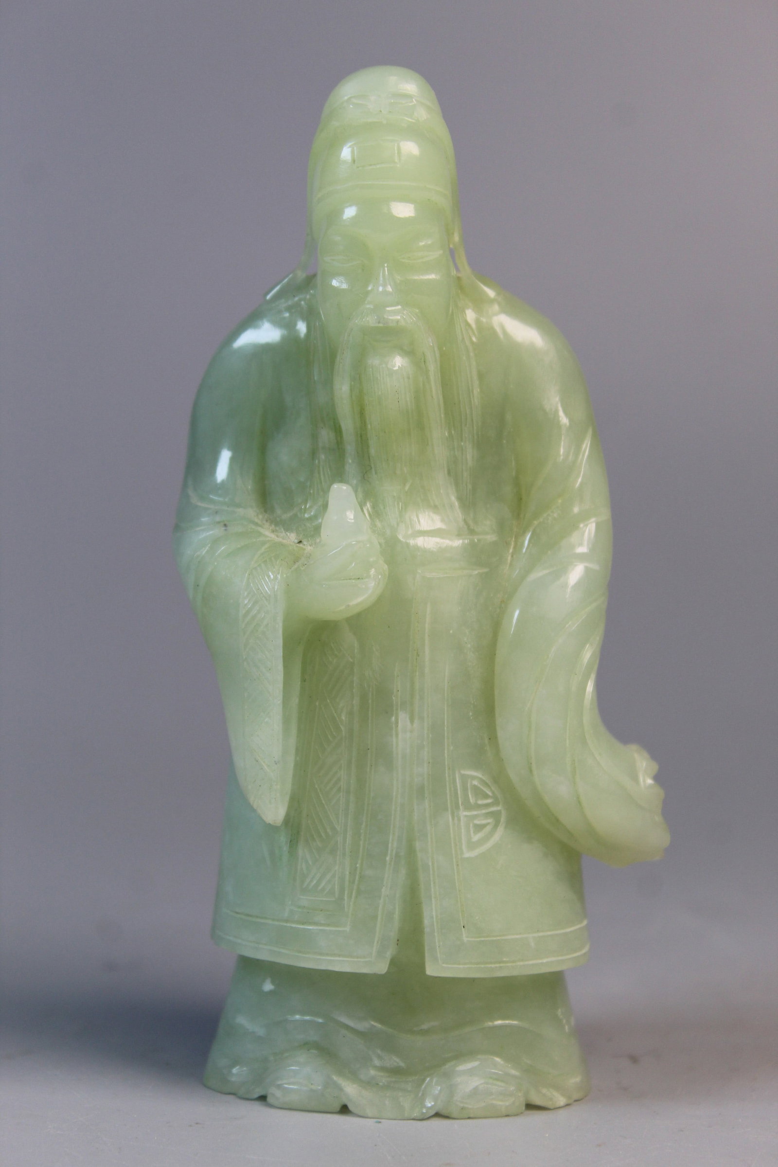Chinese Carved Celadon Jade Figure of an Old Man (1 of 6)
