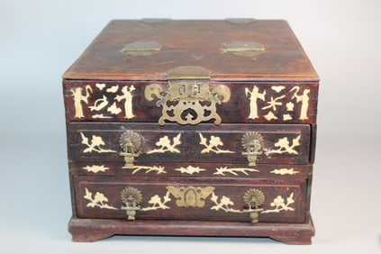 Chinese Huanghuali Wood Dresser with Bone Inlay
