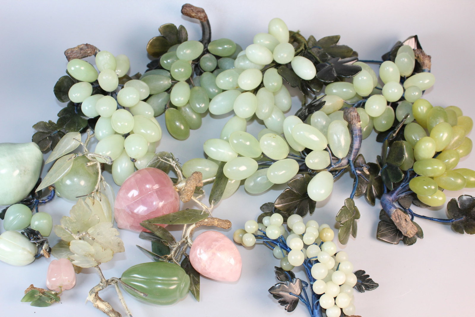 A Large Group of Chinese Jade and Stone Fruits (1 of 6)
