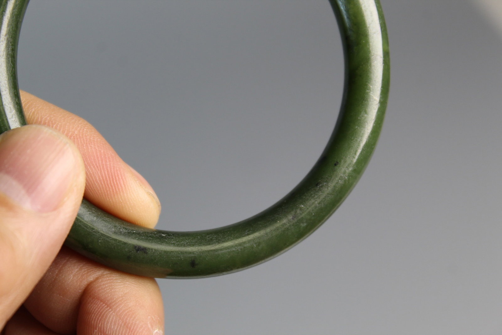 Chinese Spinach Jade Bangle - 3