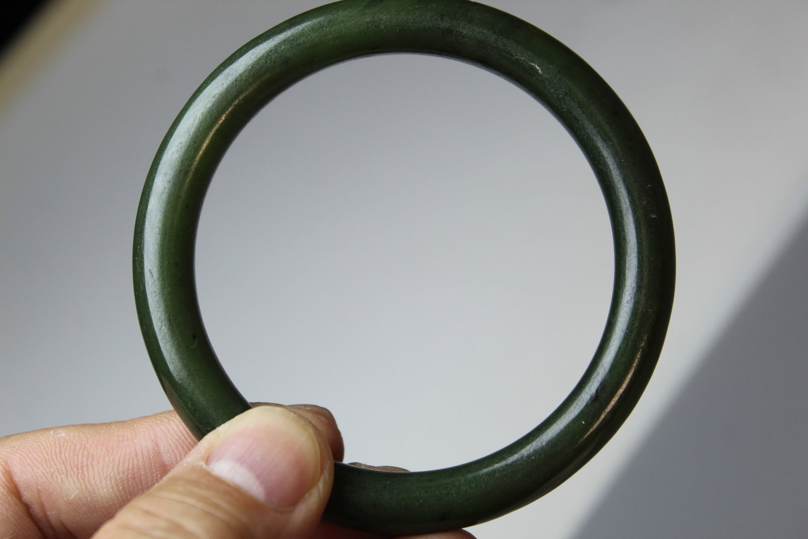 Chinese Spinach Jade Bangle - 4