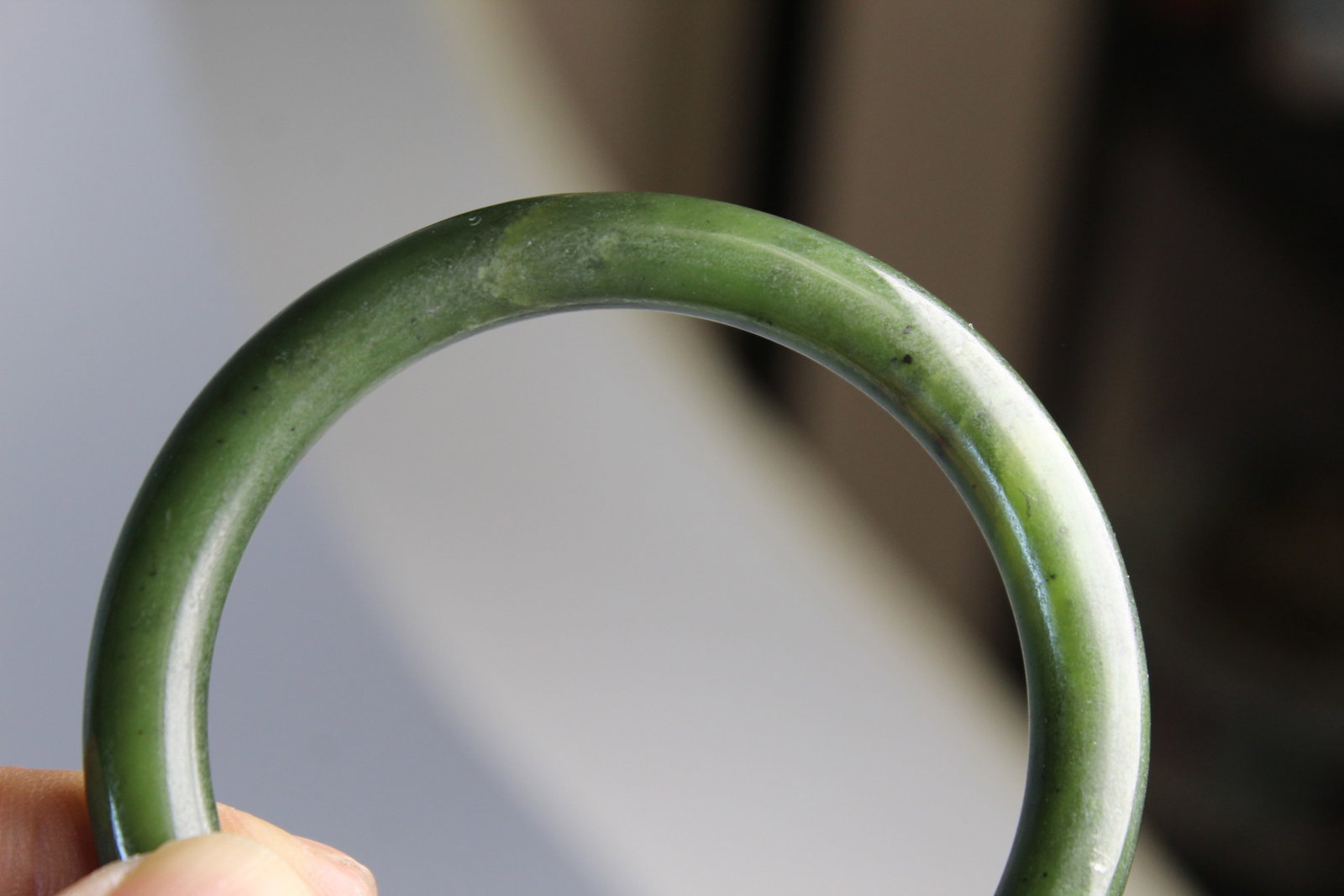 Chinese Spinach Jade Bangle - 5